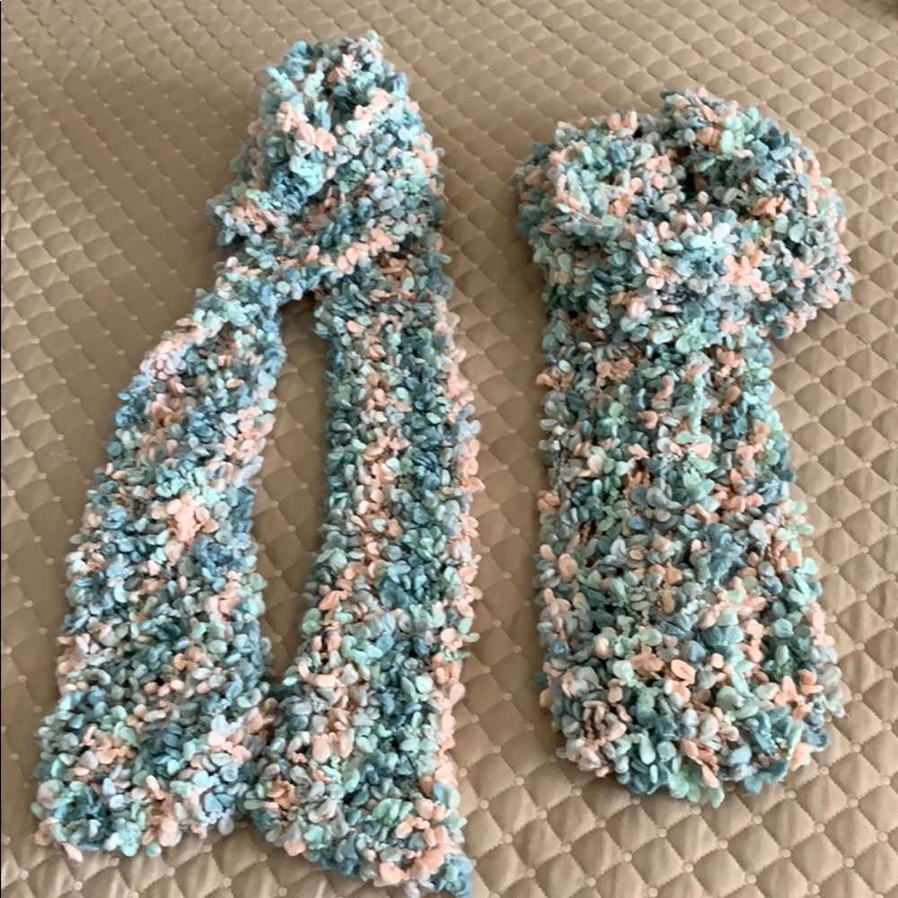 Hand knitted scarves